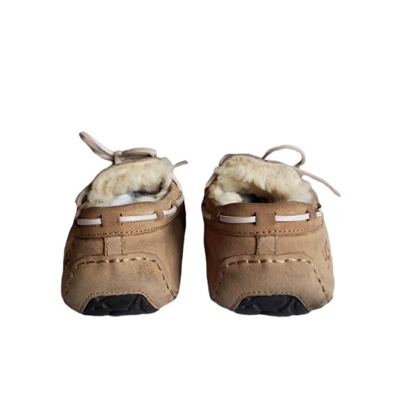 Women's Ugg 5612 Brown Leather Fur Lined Slip-On Slippers Size 8 - Picture 7 of 12